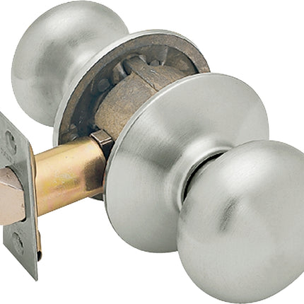 Schlage Plymouth Series F10 PLY 619 Passage Knob, Metal, Satin Nickel, 2-3/8, 2-3/4 in Backset, 1.63 x 2.25 in Strike :BX: QUANTITY: 1