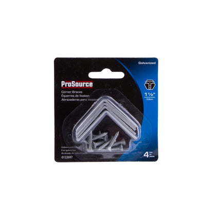 Prosource CB-G015-C4PS Corner Brace, 1-1/2 in L, 1-1/2 in W, 1/2 in H, Galvanized Steel, Galvanized :CD 4: QUANTITY: 1