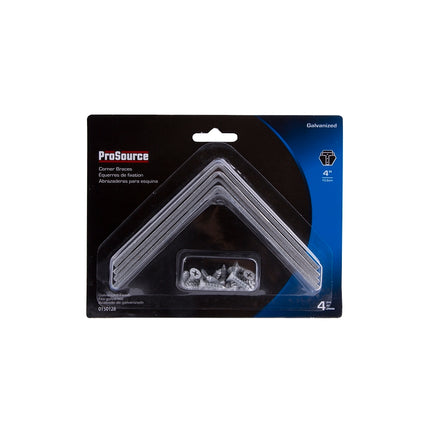 Prosource CB-G04-C4PS Corner Brace, 4 in L, 4 in W, 7/8 in H, Galvanized Steel, Galvanized, 3.1 mm Thick Material :CD 4: QUANTITY: 1