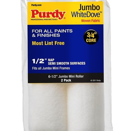 Purdy White Dove 14G626013 Jumbo Mini Roller Cover, 1/2 in Thick Nap, 6-1/2 in L, Dralon Fabric Cover :PK 2: QUANTITY: 1