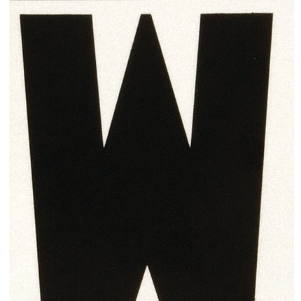 Hy-Ko RV-50/W Reflective Letter, Character: W, 3 in H Character, Black Character, Silver Background, Vinyl :CD: QUANTITY: 10