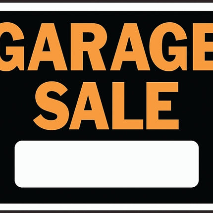 Hy-Ko Hy-Glo Series 3023 Identification Sign, Garage Sale, Fluorescent Orange Legend, Plastic :EA: QUANTITY: 10