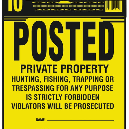 Hy-Ko PP-1 Legal Sign Kit, Square, Black Legend, Yellow Background, Tyvek, 11 in W x 11 in H Dimensions :CD 10: QUANTITY: 1