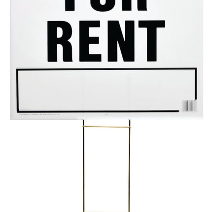 Hy-Ko LFR-4 Lawn Sign, Rectangular, FOR RENT, Black Legend, White Background, Plastic, 24 in W x 19 in H Dimensions :EA: QUANTITY: 5