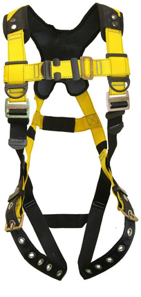 Guardian Fall Protection 37106 Full Body Harness, XL/2XL, 130 to 420 lb, Polyester Webbing, Black/Yellow :EA: QUANTITY: 1