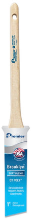 Premier Brooklyn 17279 Paint Brush, 1 in W, Thin Angle Sash Brush, 2-1/8 in L Bristle, Polyester Bristle :EA: QUANTITY: 1