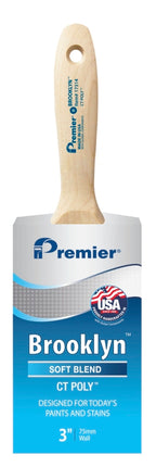 Premier Brooklyn 17314 Paint Brush, 3 in W, Beavertail Varnish Wall Brush, 3-1/4 in L Bristle, Polyester Bristle :EA: QUANTITY: 1