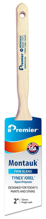 Premier Montauk 17211 Paint Brush, Firm Brush, 2-11/16 in L Bristle, Nylon/Polyester Bristle, Angle Sash Handle :EA: QUANTITY: 1