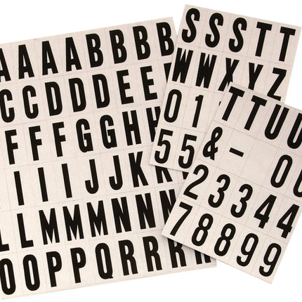 Hy-Ko MM-21 Packaged Number and Letter Set, 3/4 in H Character, Black Character, Silver Background, Vinyl :EA: QUANTITY: 10