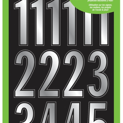 Hy-Ko MM-33N Prism Number Set, 3 in H Character, Silver Character, Vinyl :CD: QUANTITY: 5