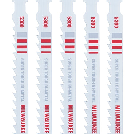 Milwaukee 48-42-5300 Jig Saw Blade, 9/32 in W, 4 in L, 6 TPI, Bi-Metal Cutting Edge, 5/PK :CD5: QUANTITY: 1