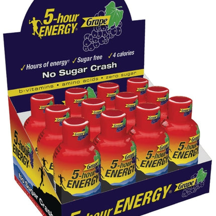 5-hour ENERGY 218123 Sugar-Free Energy Drink, Liquid, Grape Flavor, 1.93 oz Bottle :EA: QUANTITY: 12