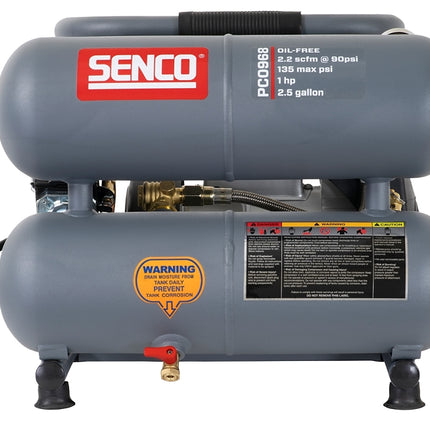 Senco PC0968 Air Compressor, Tool Only, 2.5 gal Tank, 1 hp, 115 V, 135 psi Pressure, 2.2 scfm Air :EA: QUANTITY: 1