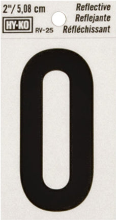Hy-Ko RV-25/0 Reflective Sign, Character: 0, 2 in H Character, Black Character, Silver Background, Vinyl :CD: QUANTITY: 10