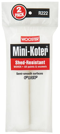 Wooster R222-6 Mini Roller Cover, 3/8 in Thick Nap, 6 in L, Fabric Cover :PK2: QUANTITY: 1