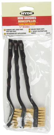 Hyde 46630 Mini Brush, 1/2 in L Trim, Brass Bristle, 10 in OAL :PK 3: QUANTITY: 1