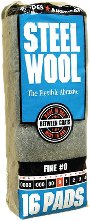 Homax 106603-06 Steel Wool, #0 Grit, Fine, Gray :PK 16: QUANTITY: 1
