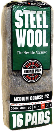 Homax 106605-06 Steel Wool, #2 Grit, Medium, Gray :PK 16: QUANTITY: 1