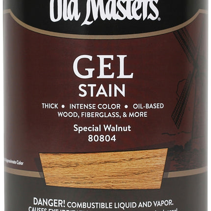 Old Masters 80804 Gel Stain, Special Walnut, Liquid, 1 qt, Can :QUART: QUANTITY: 1