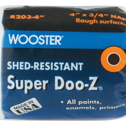 Wooster R203-4 Roller Cover, 3/4 in Thick Nap, 4 in L, Fabric Cover, White :EA: QUANTITY: 24