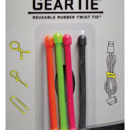 Gear Tie GT3-4PK-A1 Twist Tie, Rubber, Assorted :CD 4: QUANTITY: 1