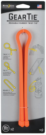 Gear Tie GT18-2PK-31 Twist Tie, Rubber, Bright Orange :CD 2: QUANTITY: 1