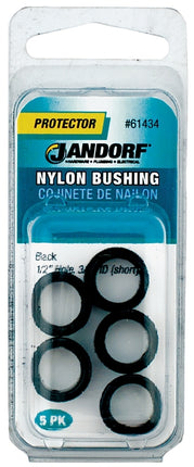 Jandorf 61434 Conduit Bushing, Nylon, Black, 3/8 in Dia Panel Hole, 1/4 in Thick Panel :CD: QUANTITY: 1