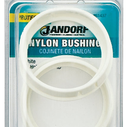 Jandorf 61437 Conduit Bushing, Nylon, White, 1-5/8 in Dia Panel Hole, 0.453 in Thick Panel :CD: QUANTITY: 1