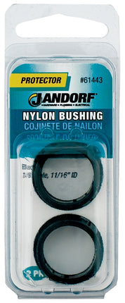 Jandorf 61443 Conduit Bushing, Nylon, Black, 11/16 in Dia Panel Hole, 0.453 in Thick Panel :CD: QUANTITY: 1