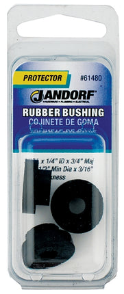 Jandorf 61480 Conduit Bushing, 1/4 in Dia Cable, Rubber, Black, 3/16 in Thick Panel :CD: QUANTITY: 1