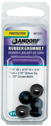 Jandorf 61511 Grommet, Rubber, Black, 3/16 in Thick Panel :CD: QUANTITY: 1