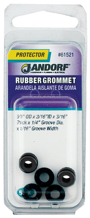 Jandorf 61521 Grommet, Rubber, Black, 3/16 in Thick Panel :CD: QUANTITY: 1