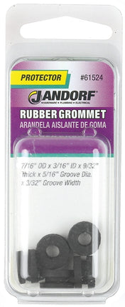 Jandorf 61524 Grommet, Rubber, Black, 9/32 in Thick Panel :CD: QUANTITY: 1