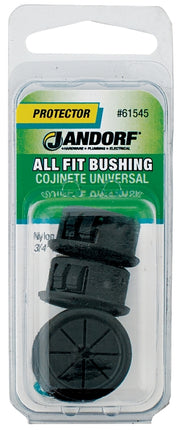 Jandorf 61545 Conduit Bushing, 1/2 in Dia Cable, Nylon, Black, 3/4 in Dia Panel Hole :CD: QUANTITY: 1