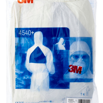 3M 4540+XL Protective Coveralls, XL, Fits to Chest Size: 43 to 45 in, Microporous PE Laminate, White :PK 1: QUANTITY: 1
