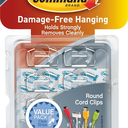 Command 17017CLR-VP Cord Clip, Plastic, Transparent :CD 10: QUANTITY: 4