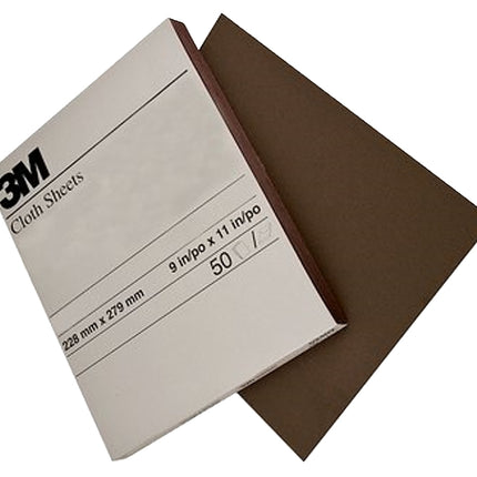 3M 02431 Sandpaper Sheet, 11 in L, 9 in W, Fine, Aluminum Oxide Abrasive, Cloth Backing :EA: QUANTITY: 50