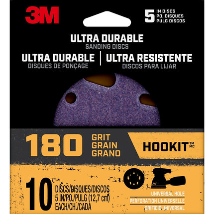 3M 27312 Power Sanding Disc, 5 in Dia, 180 Grit :PK 10: QUANTITY: 1