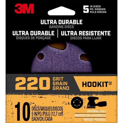 3M 27252 Power Sanding Disc, 5 in Dia, 220 Grit, Fine, Ceramic Abrasive, Universal :PK 10: QUANTITY: 1