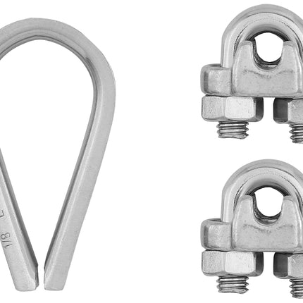 National Hardware N100-349 Cable Clamp Kit, 1/8 in Dia Cable, Stainless Steel :CD3: QUANTITY: 1