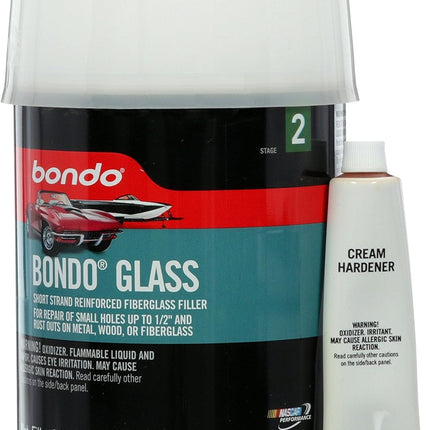 Bondo Glass Short Strand Reinforced Fiberglass Filler,Stage 2, 2.56 Oz Filler and 1 Oz Cream Hardener