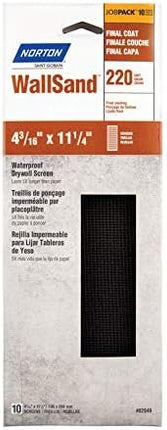 Norton WallSand 11-1/4 in. L x 4-3/16 in. W 220 Grit Very Fine Silicon Carbide Drywall Sanding S - Case of: 1; Each Pack Qty: 10; Total Items Qty: 10