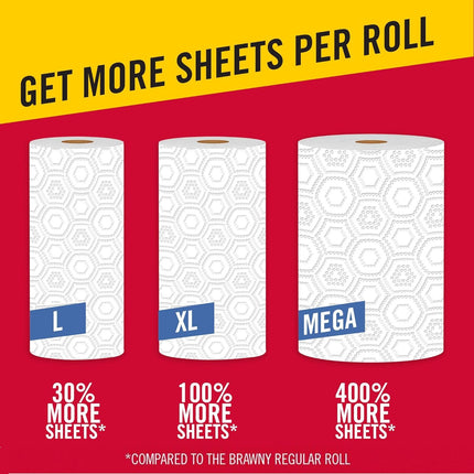 Brawny® Paper Towels, 1 Mega Roll = 4 Regular Rolls, Pick-A-Size Sheets