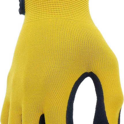 Cat CAT017416L Nylon Knit Shell Gloves – Yellow, Large, High Tactile Foam Cell Nitrile Palm Gloves with Adjustable Wrists