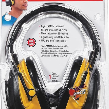 3M 9054100000V Earmuf Safety Headset W/Radio, Noise Reductn, Lcd, Bk/Yw