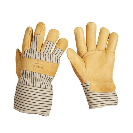 Boss 4399 Pigskin Leather Palm Gloves – Large, Poly-Insulated Gloves with High Tensile Strength, Rubberized Bell Cuff, Polyester Lining