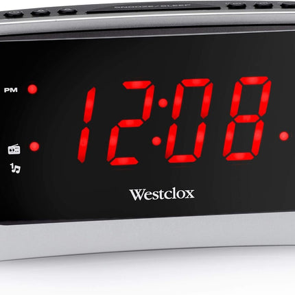 Westclox 80231NS 1.4-Inch Red LED Clock Radio with Nature Sounds and 1 Amp USB