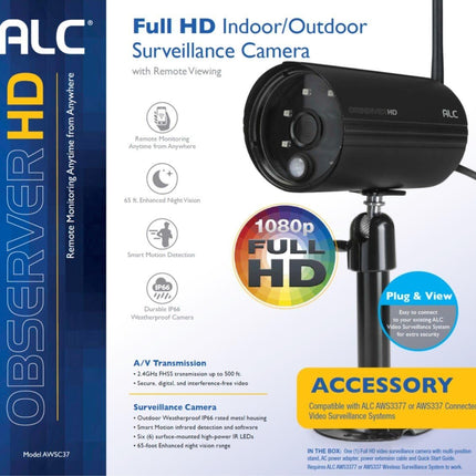 ALC AWSC37 Add-on Full HD Indoor/Outdoor Security Observer Camera for ALC Observer Connected Systems