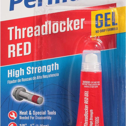Permatex 27005 High Strength Threadlocker Red Gel Squeeze, 5 g