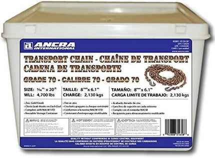 Ancra 45881-10-16-SP Transport Chain with Grab Hooks, Grade 70, 5/16-Inch by 16-Feet, Plastic Pail